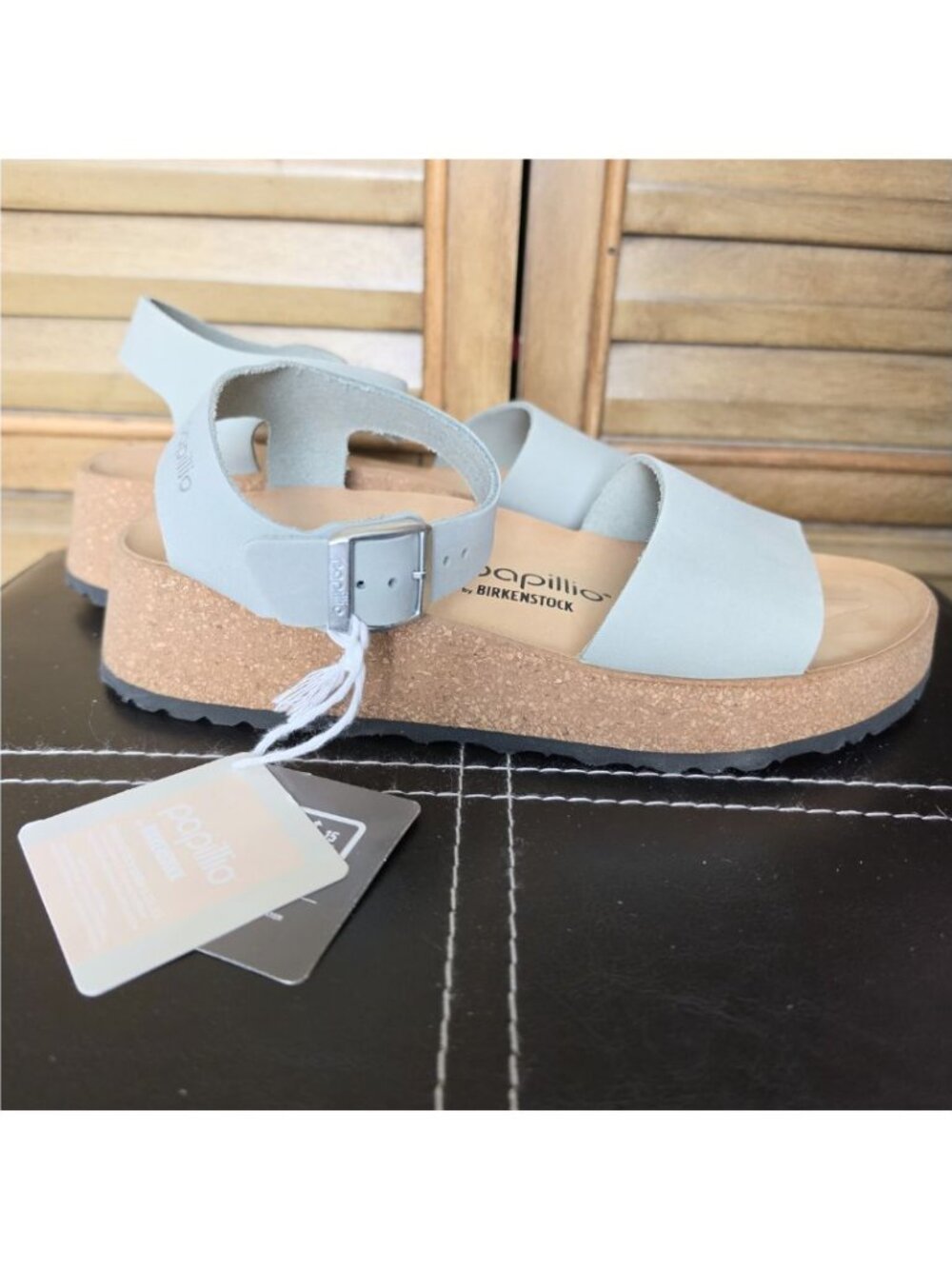 NEW Papillio by BIRKENSTOCK Glenda Wedge Sandals Nubuck Leather Size 38 US7-7.5